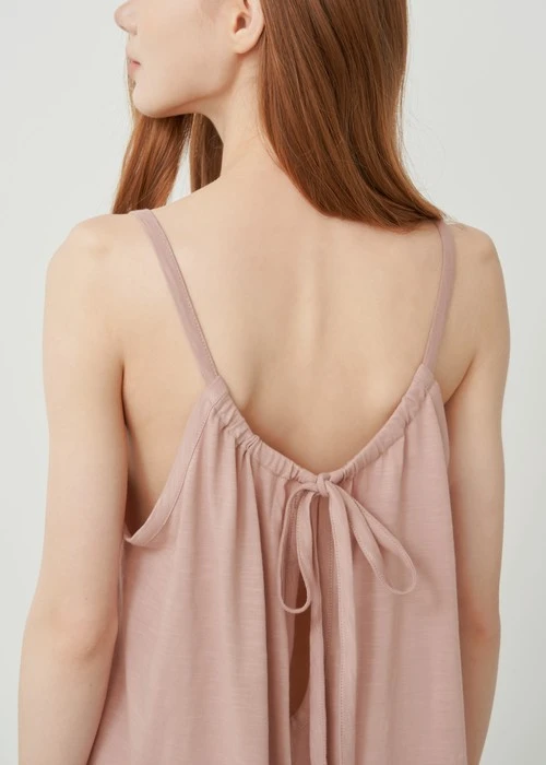 連身_Soft Clouds．純棉後綁帶寬鬆肩帶連身褲(隱夜藍)