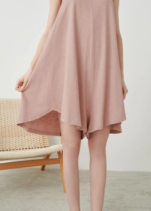 連身_Soft Clouds．純棉後綁帶寬鬆肩帶連身褲(隱夜藍)