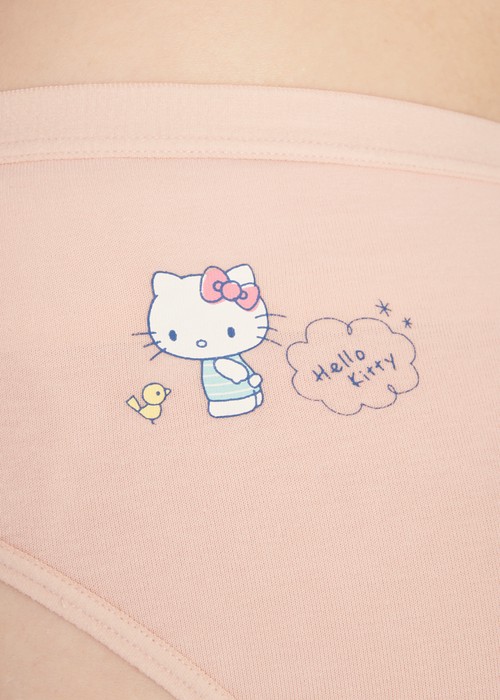 Hello Kitty 系列．緊帶中腰三角內褲（甜粉-小鳥朋友）