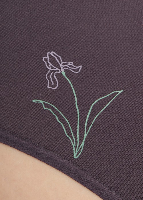 春日輕吻．緊帶中腰三角內褲(黛紫-線條鳶尾花)