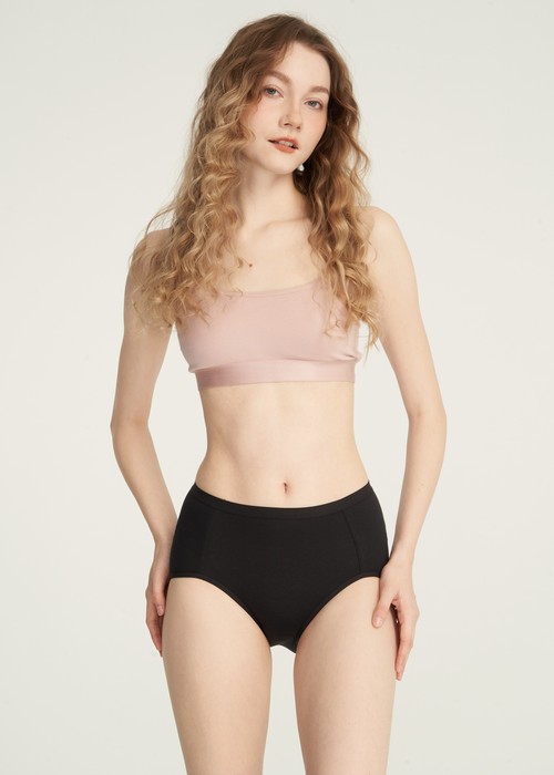 Flower Valley．高腰三角內褲(黑-草叢狗狗)