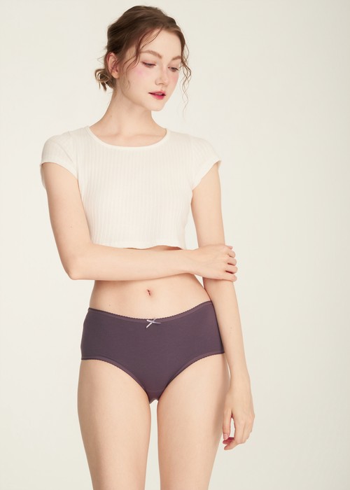 抗菌系列．花邊高腰三角內褲(黛紫-櫻花瓣)