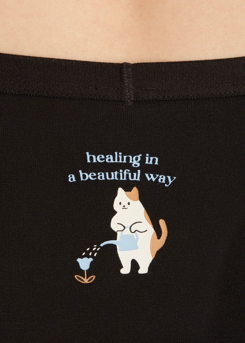 抗菌系列．中腰三角內褲（黑-澆花貓）