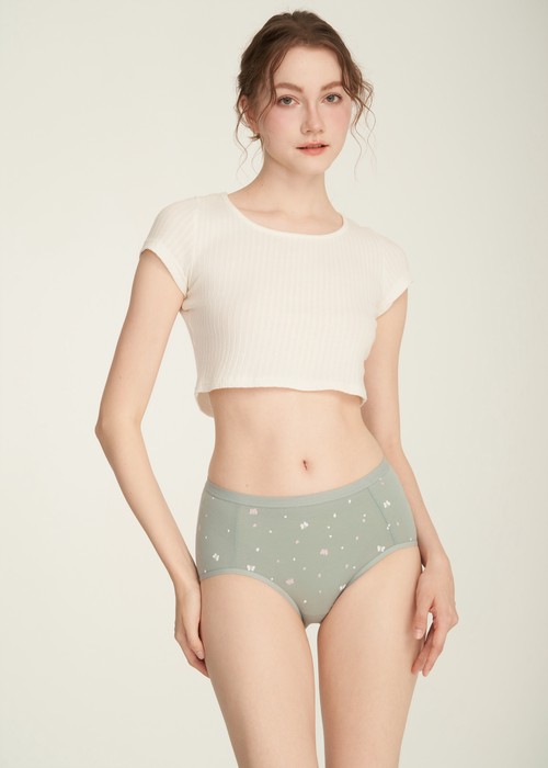 抗菌系列．高腰三角內褲(晨綠-蝴蝶翩翩)