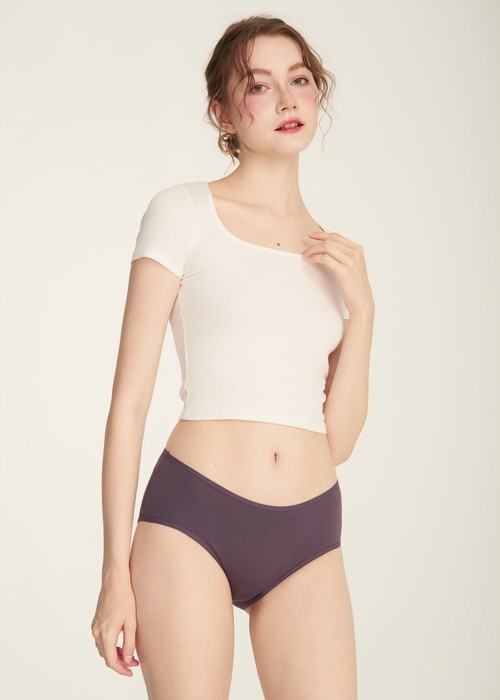 抗菌系列．細邊中腰三角內褲(黛紫-OK花)