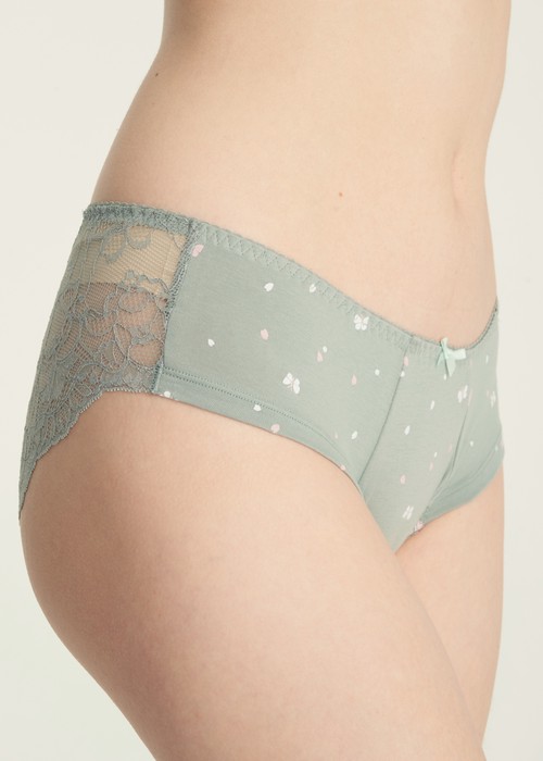 Blossom．後片訂製蕾絲中腰三角內褲（晨綠-蝴蝶翩翩）