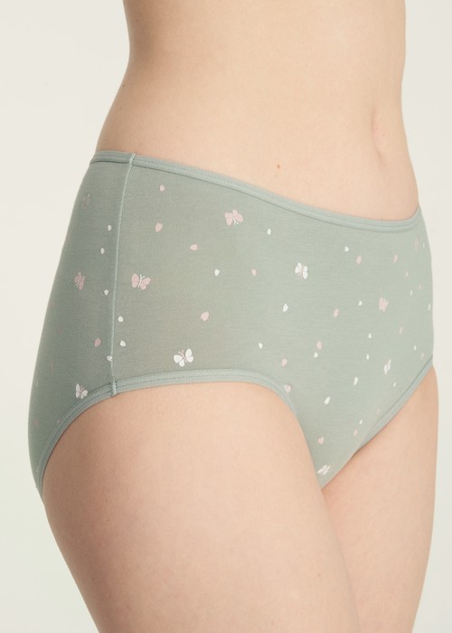 Flower Valley．細邊高腰三角內褲（晨綠-蝴蝶翩翩）