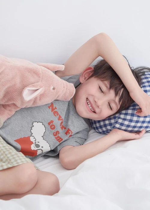 兒童成套_Summer Time．拉格蘭短袖睡衣(淺麻灰-微笑無尾熊)