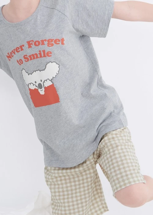 兒童成套_Summer Time．拉格蘭短袖睡衣(淺麻灰-微笑無尾熊)
