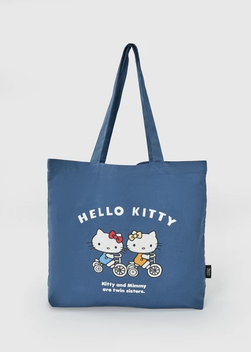 Hello Kitty系列．帆布袋(灰藍-Hello Kitty)