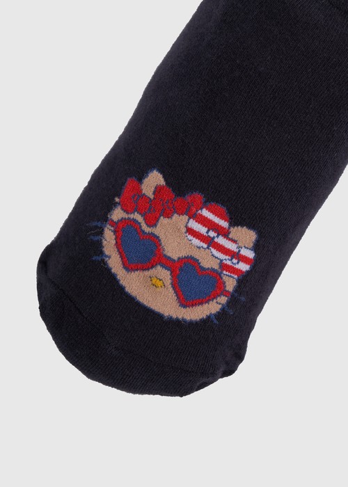 Hello Kitty系列．舒棉踝襪（黑-曬黑KT）