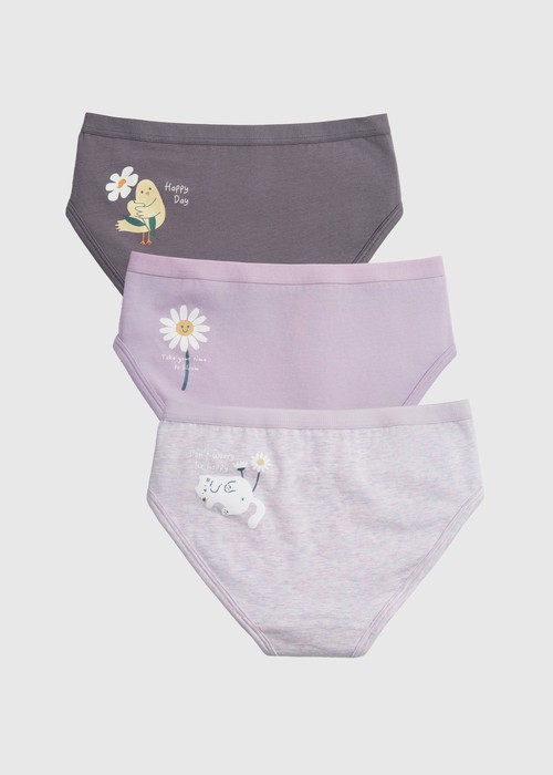 女童三入組_ 抗菌系列．緊帶三角內褲（療癒小雛菊）