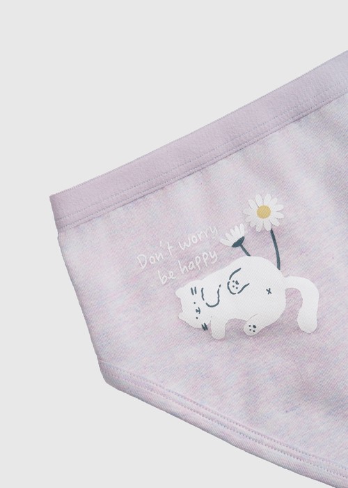 女童三入組_ 抗菌系列．緊帶三角內褲(療癒小雛菊)