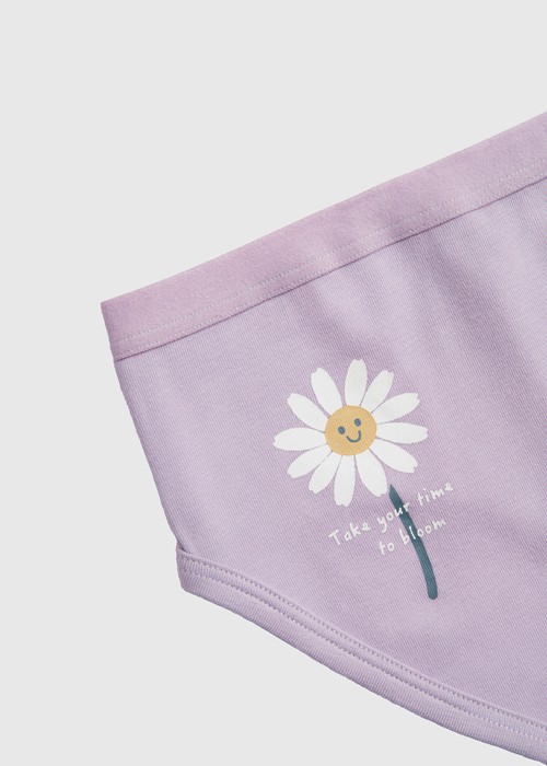 女童三入組_ 抗菌系列．緊帶三角內褲(療癒小雛菊)