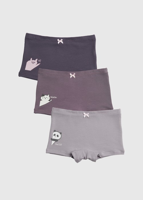 女童三入組_ 抗菌系列．舒適平口內褲（躲貓貓）