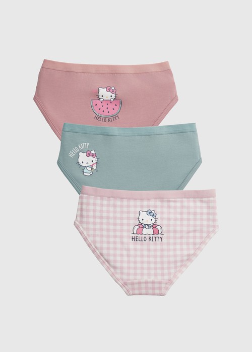 女童三入組_ Hello Kitty 系列．緊帶三角內褲（夏日Kitty）