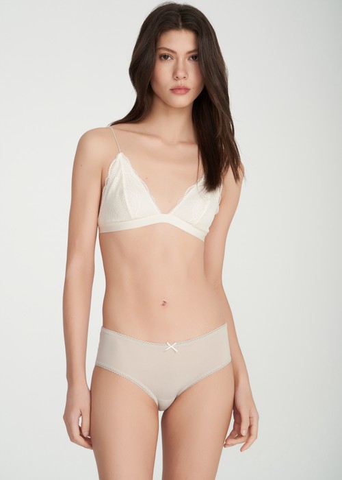 冰絲涼感抗菌．花邊中腰三角內褲(天際藍)