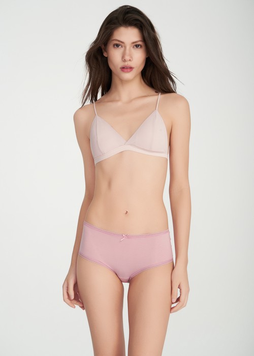 冰絲涼感抗菌．花邊高腰三角內褲（微風粉）