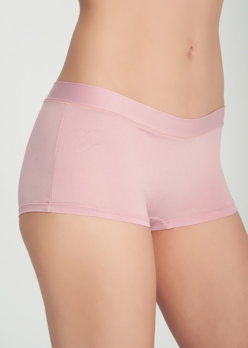 冰絲涼感抗菌．親膚中腰平口內褲（微風粉）