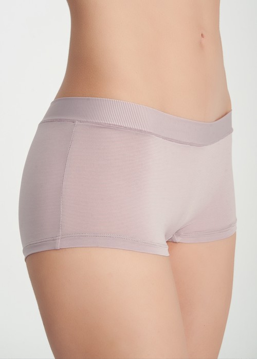 冰絲涼感抗菌．親膚中腰平口內褲（雲灰紫）