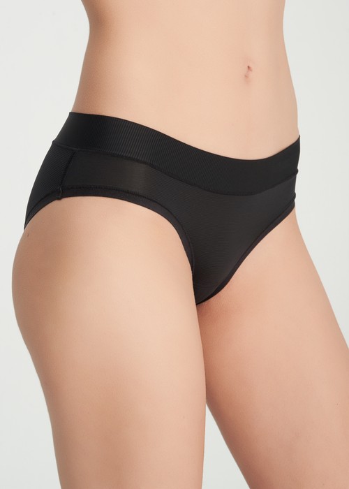 冰絲涼感抗菌．親膚中腰三角內褲（黑）