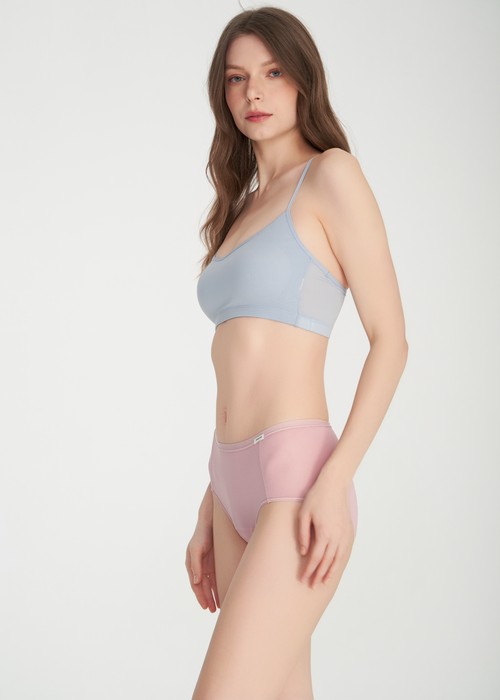 XXL 冰絲涼感．高腰生理褲（微風粉）