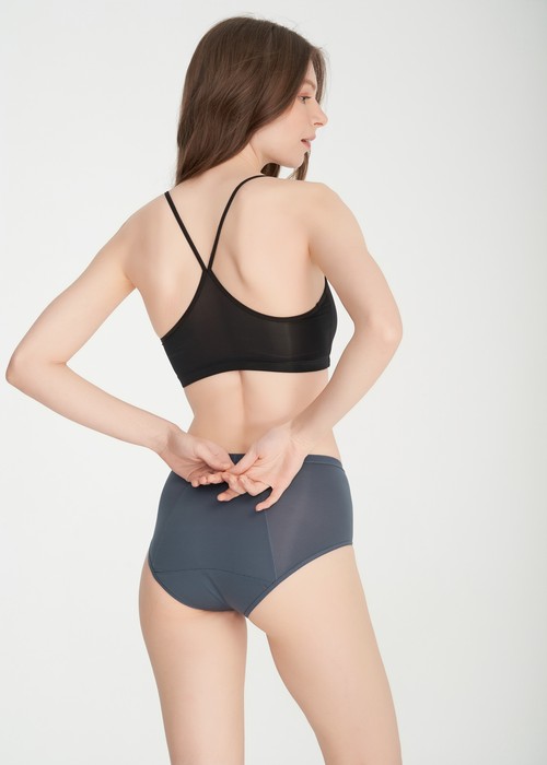 XXL 冰絲涼感．高腰生理褲(冰島綠)