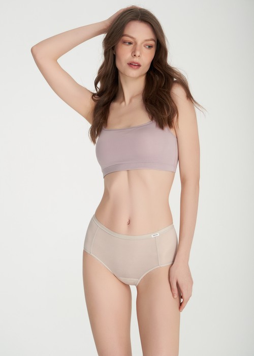 冰絲涼感．高腰生理褲（月光灰）