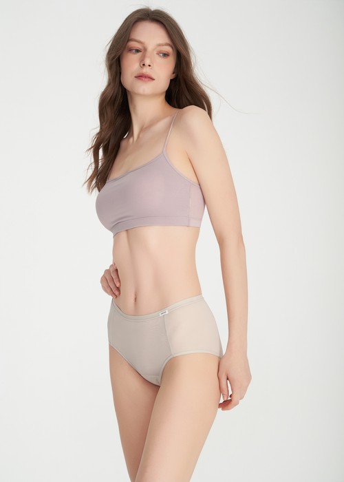 XXL 冰絲涼感．高腰生理褲（月光灰）