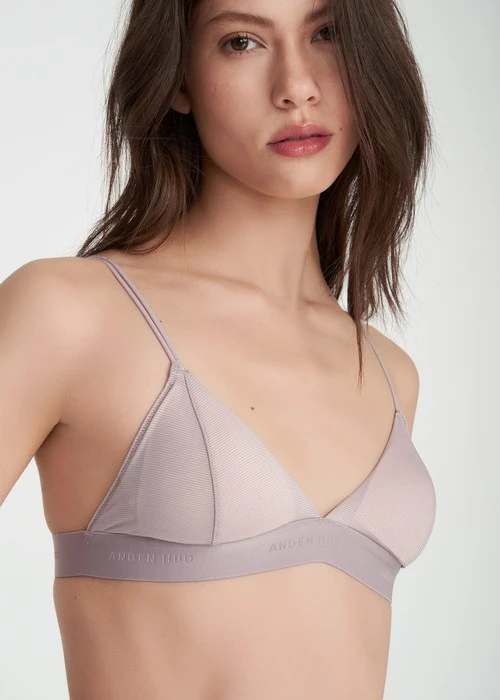 冰絲涼感．雙肩寬緊帶 Bra Top（雲灰紫）