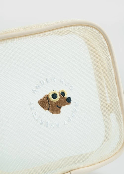 輕盈春夏．刺繡網紗包（米-刺繡墨鏡臘腸）