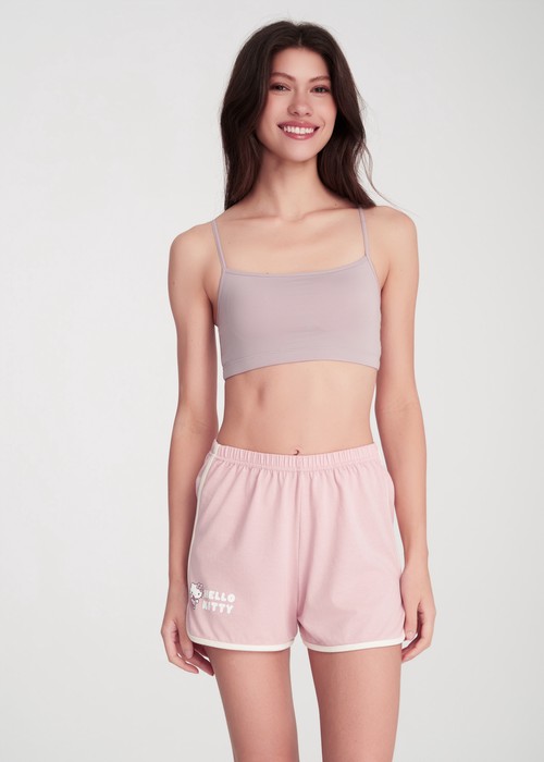 下身_Hello Kitty系列．滾邊居家短褲(蜜桃粉-去海邊)