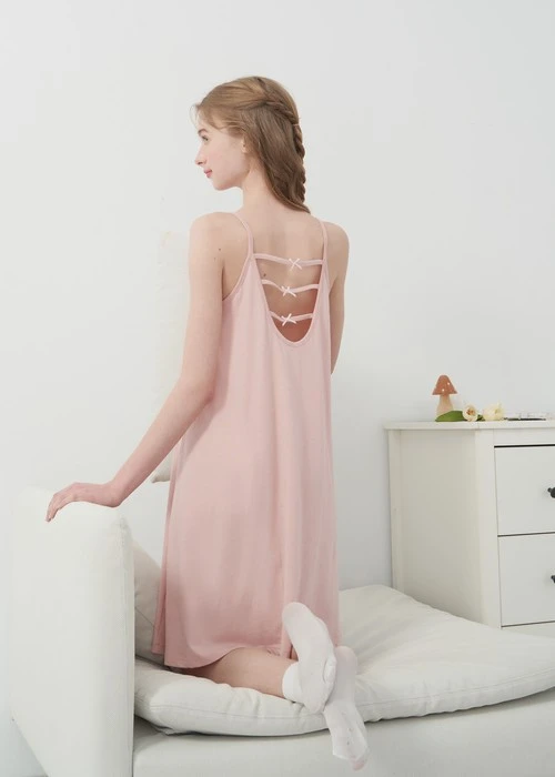 連身_愛麗絲系列．吸濕排汗蝴蝶結肩帶睡衣(夢幻藍-刺繡小牡蠣)