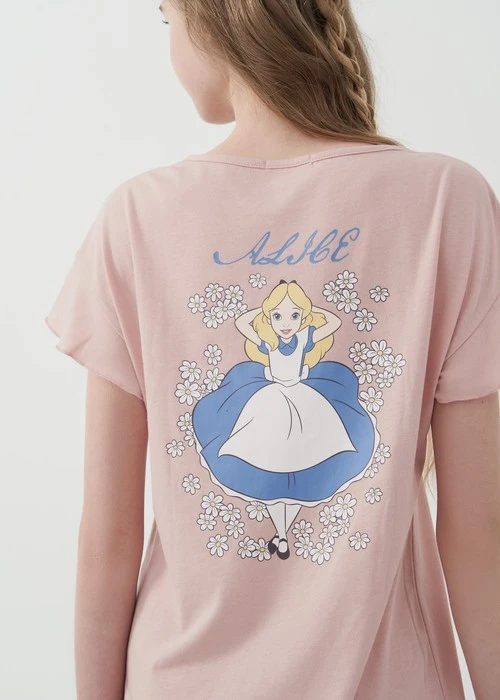 連身_愛麗絲系列．吸濕排汗荷葉短袖開叉睡衣（霧玫粉-夢花園）