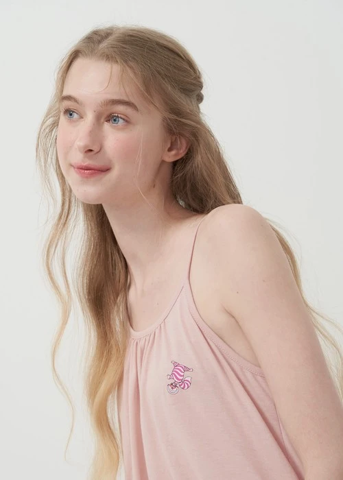 連身_愛麗絲系列．吸濕排汗蝴蝶結肩帶睡衣(夢幻藍-刺繡小牡蠣)