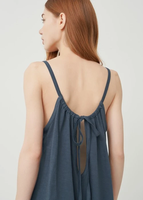 連身_Soft Clouds．純棉後綁帶寬鬆肩帶連身褲(隱夜藍)