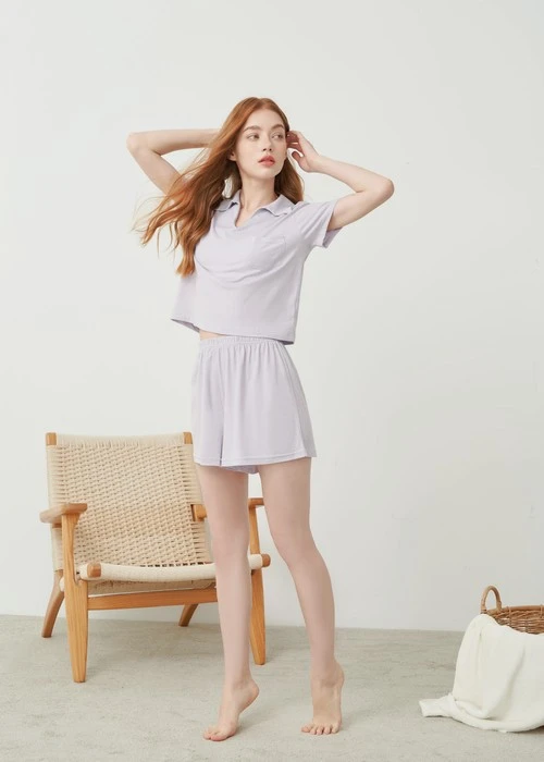 下身_Soft Clouds．吸濕排汗緊帶居家短褲(風暴灰-刺繡明天更好)