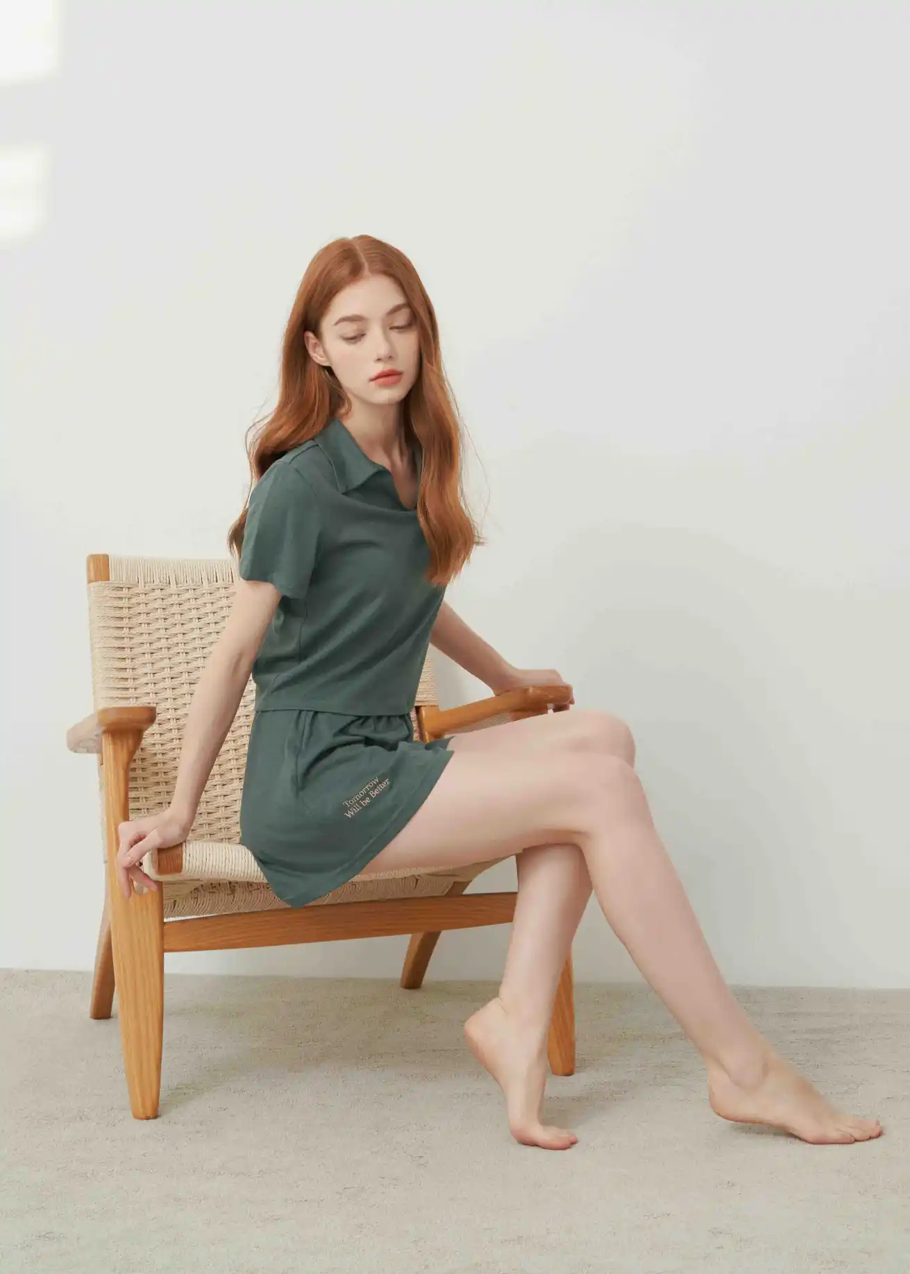 下身_Soft Clouds．吸濕排汗緊帶居家短褲(風暴灰-刺繡明天更好)