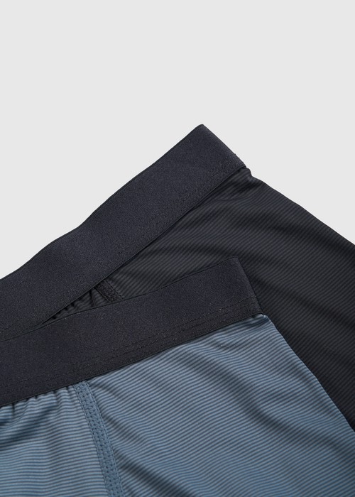 男童二入組_冰絲涼感機能系列．腰帶平口內褲(黑/冰川藍-黑緊帶)