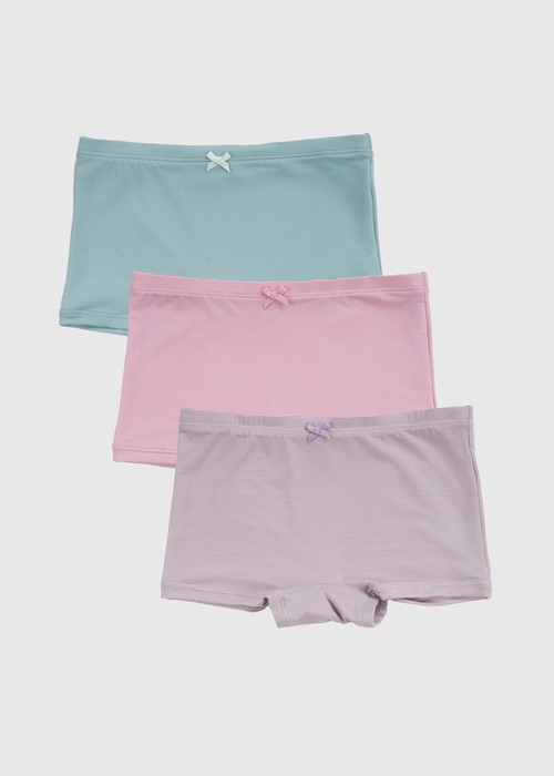 女童三入組_ 冰絲涼感抗菌．舒適平口內褲(微風粉/雲灰紫/冰島綠)