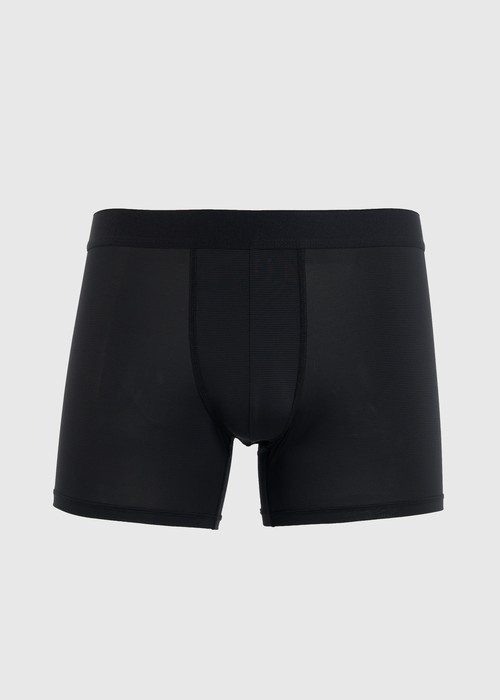 男款_冰絲涼感機能系列．長版腰帶平口內褲（黑）