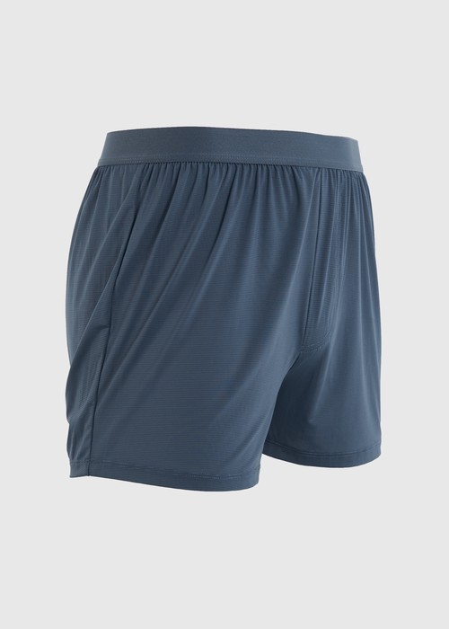 男款_冰絲涼感機能系列．寬鬆腰帶四角內褲（冰川藍）