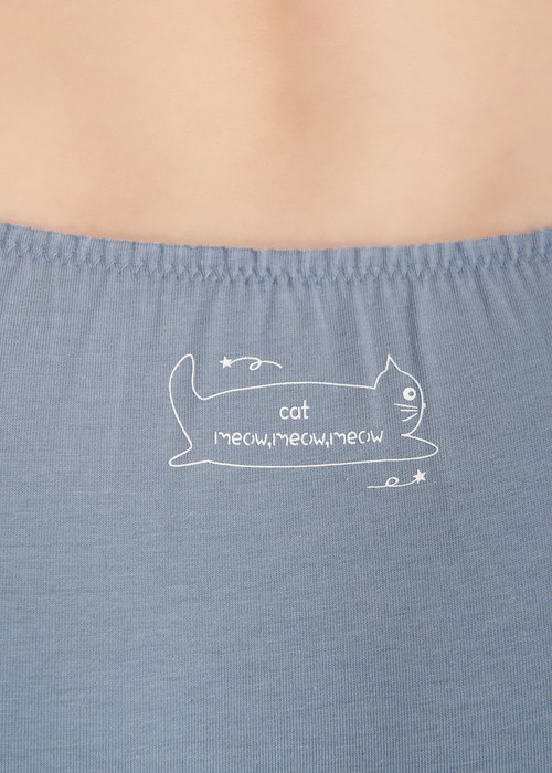 夏日時光．花苞低腰三角內褲（琉璃藍-喵喵喵）