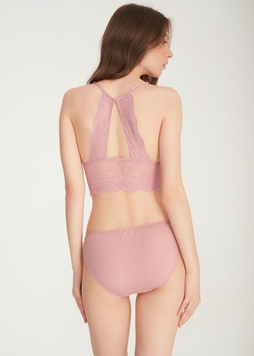 經典純色．花苞中腰三角內褲(泡泡粉)