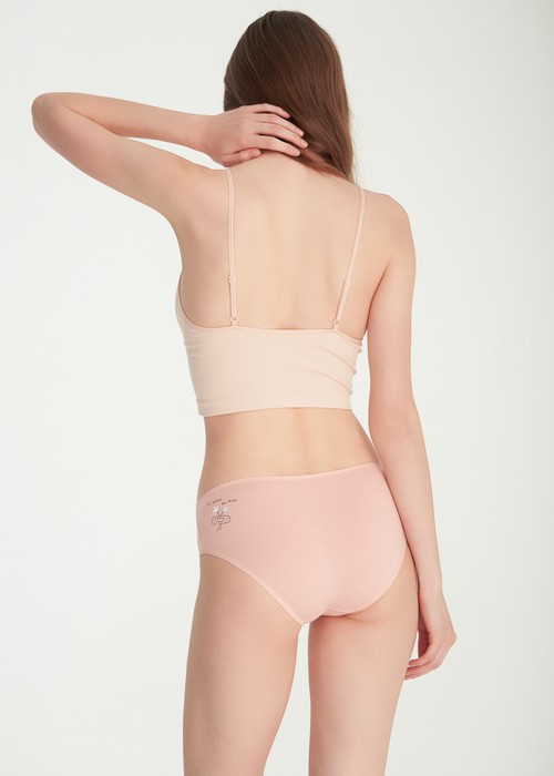 夏日呢喃．花邊中腰三角內褲(泡泡粉-笑臉)