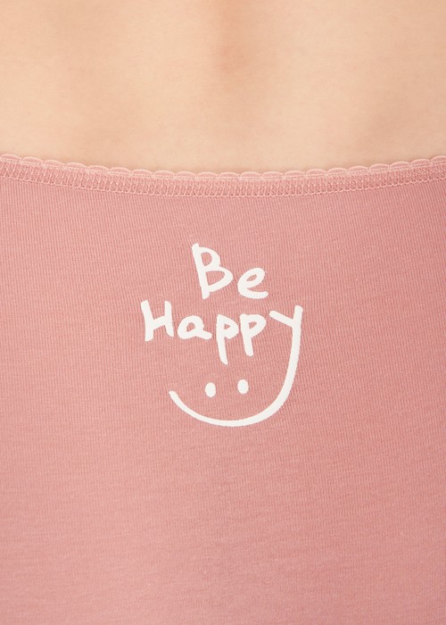 夏日呢喃．花邊中腰三角內褲（泡泡粉-笑臉）