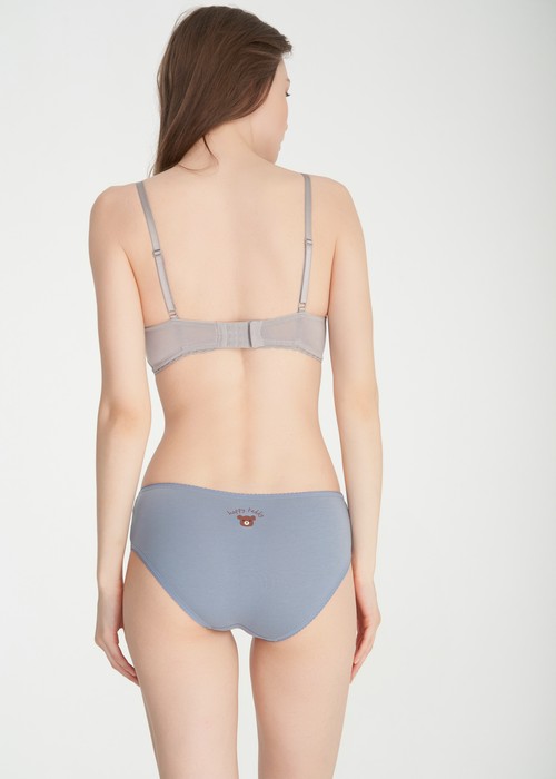 夏日呢喃．花邊中腰三角內褲(泡泡粉-笑臉)