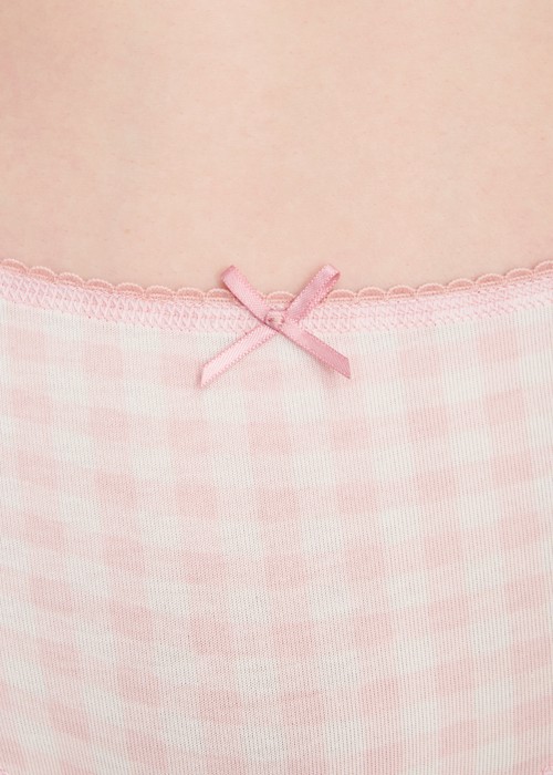 夏日時光．花邊中腰三角內褲（淺粉野餐格）