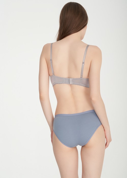 經典純色．緊帶中腰三角內褲(琉璃藍)