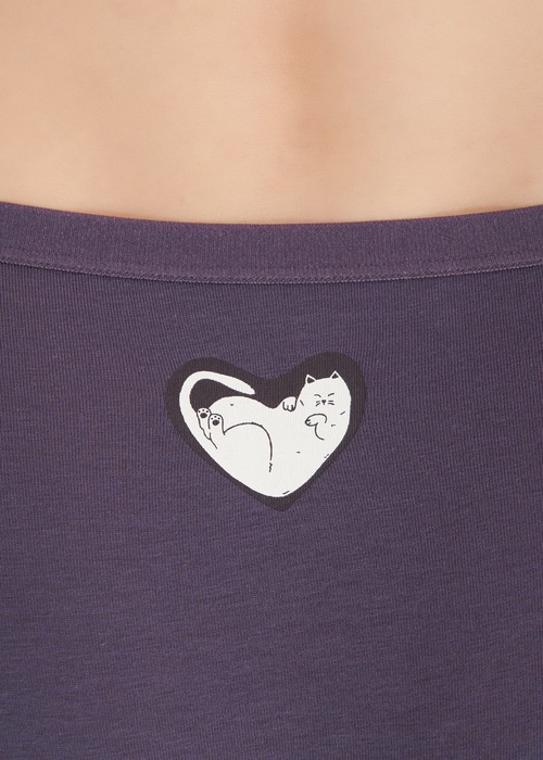 夏日呢喃．緊帶中腰三角內褲（葡萄紫-懶貓）